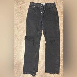 AGOLDE | 90’s Mid Rise Straight | Black Distressed Wash